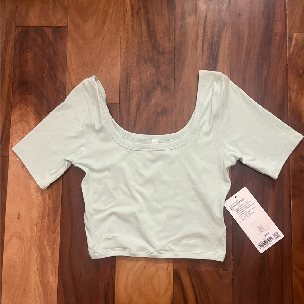NWT Lululemon Ribbed Held Tight Tee mint green